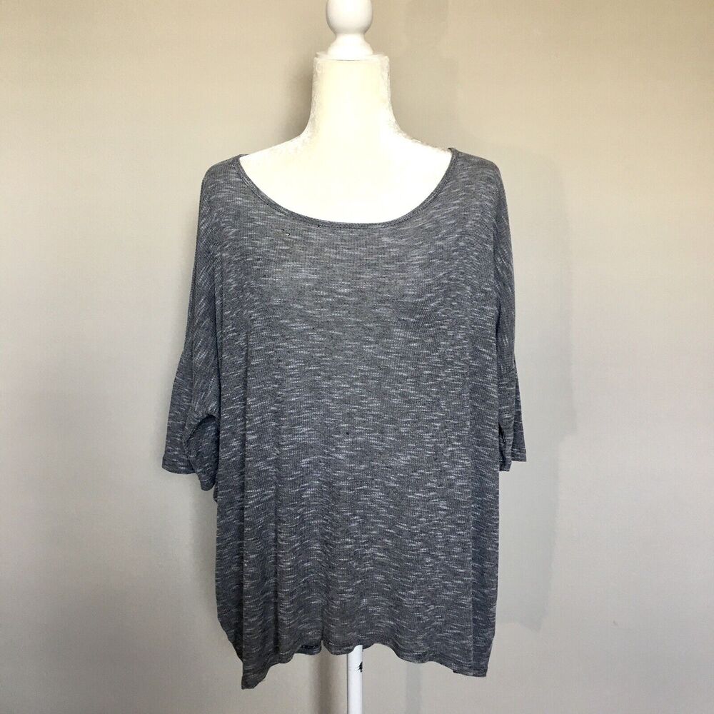 Lularoe Large Heather Grey Box Shaped Tunic Top Short Dolman Sleeves